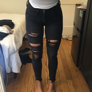 American Eagle Black Ripped Hi-rise skinny Jeans